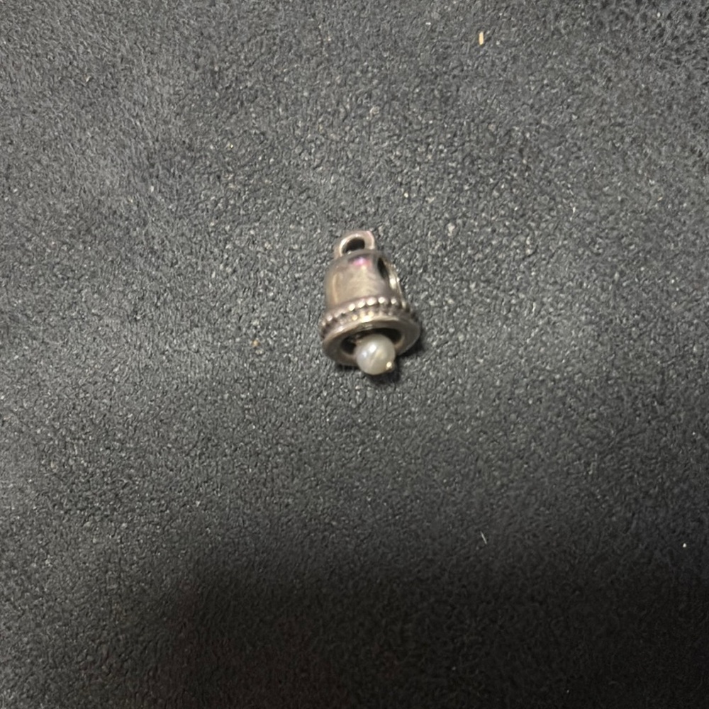 Pandora Silver Bell Charm with White Accent